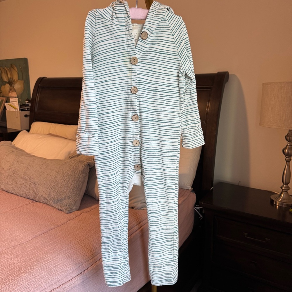 Childhoods Clothing Striped Button Up Jumpsuit with Hood - 3T